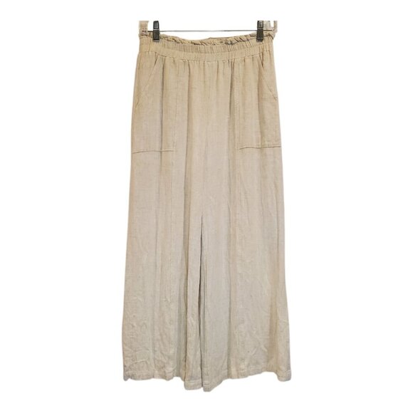 Aaron & Amber SZ L Light Beige Rayon/Linen Blend Relaxed Comfy Pants - Picture 2 of 7